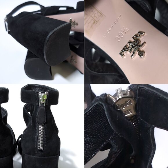 PRADA Shoes 39.5 | 9 US Womens Caged Block Heels Black Suede 85mm - Picture 6 of 8